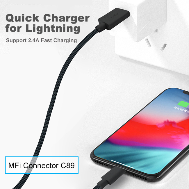 MFI 8pin PD 2.4A USB To Lightning Fast Charging data Cable丨MSH