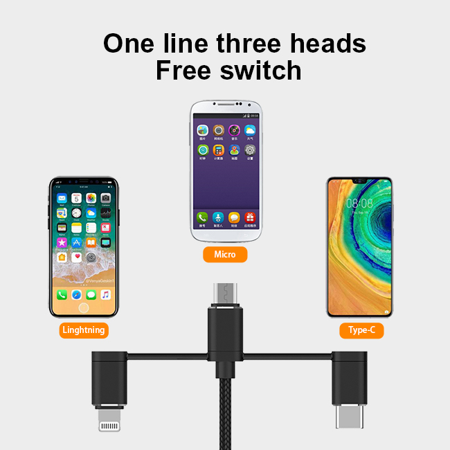 3 in 1 Micro USB Type C C89 Cable Data Charger Cable丨MSH