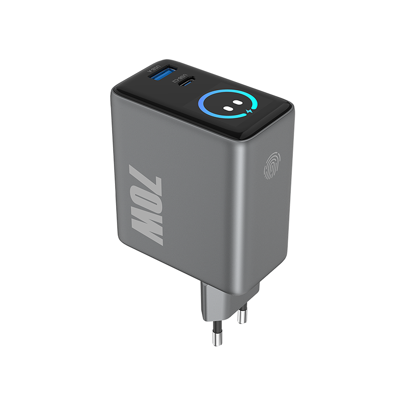 	70W TFT display GaN Charger with Retractable Cable