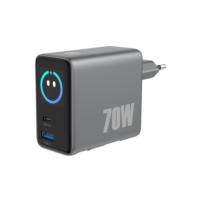 	70W TFT display GaN Charger with Retractable Cable