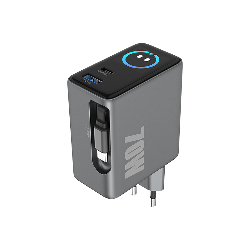 	70W TFT display GaN Charger with Retractable Cable
