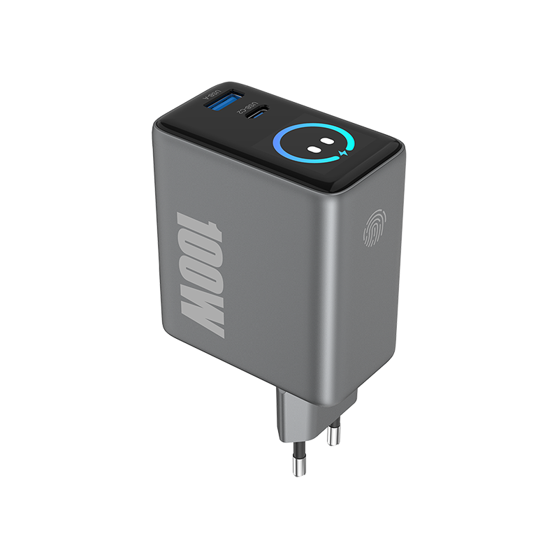 100W TFT display GaN Charger with Retractable Cable 