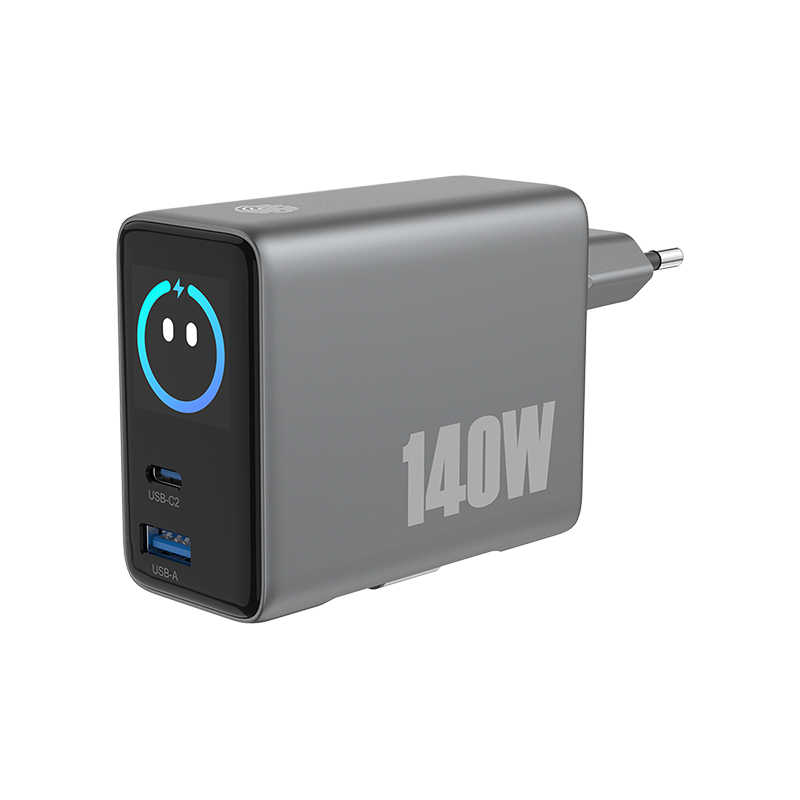140W TFT display GaN Charger with Retractable Cable