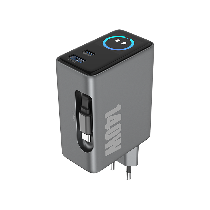 140W TFT display GaN Charger with Retractable Cable