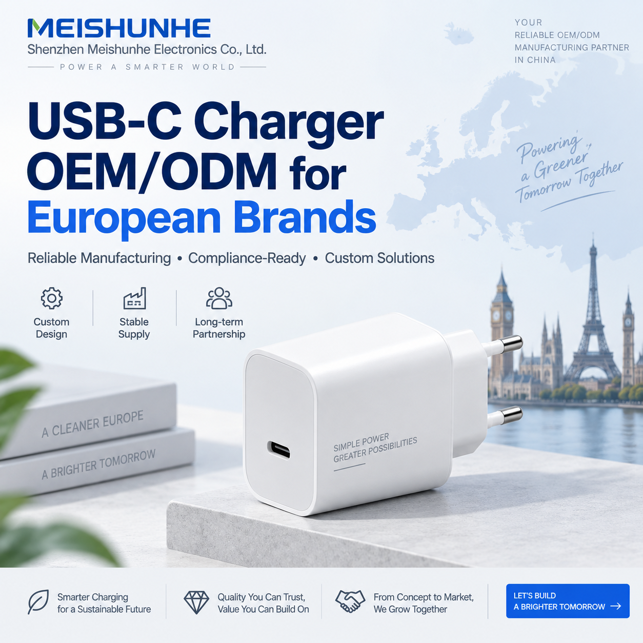 USB-C Charger Manufacturer in China | OEM & ODM for European Brands | Meishunhe